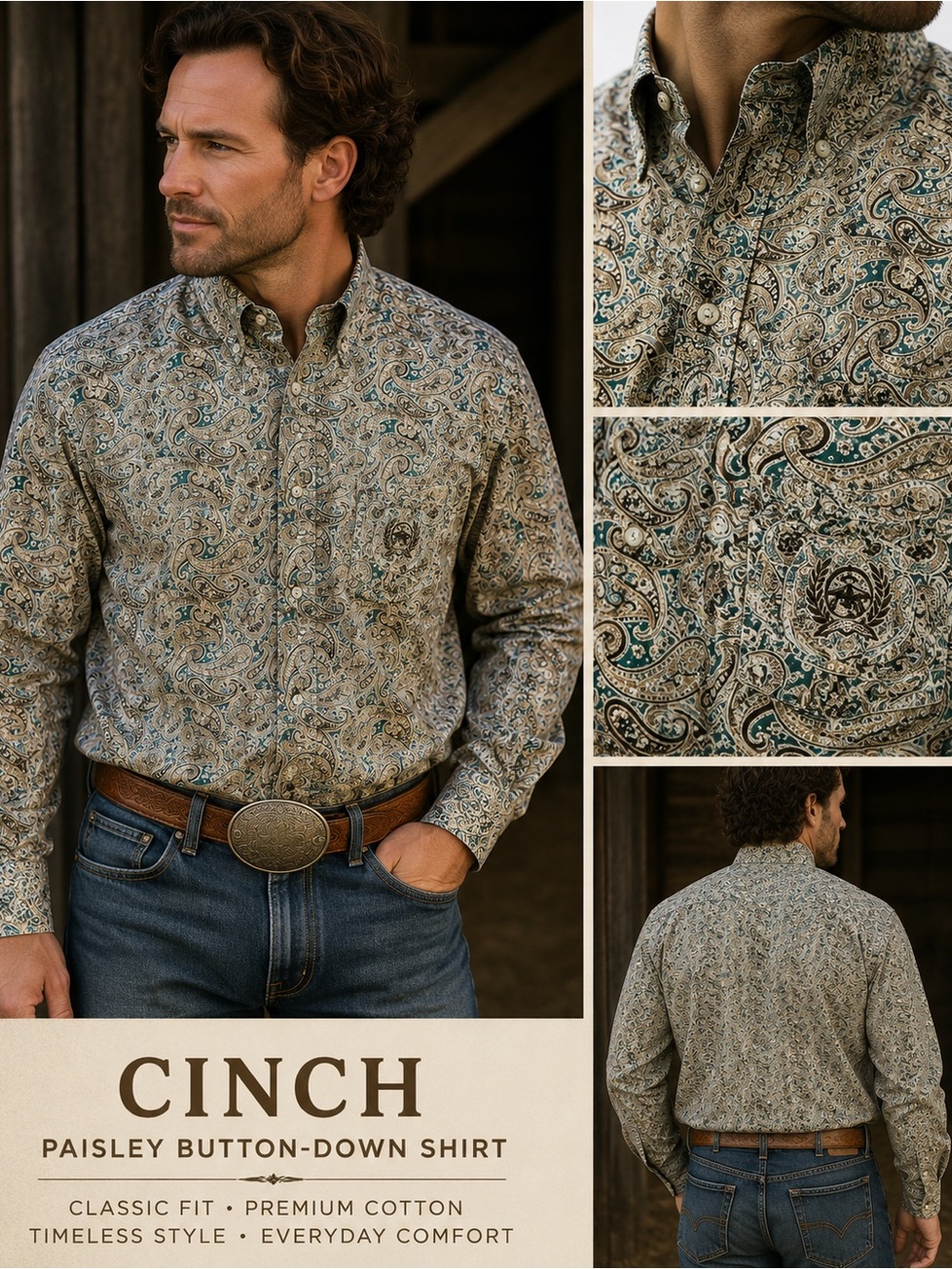 Cinch Paisley western shirt men’s de